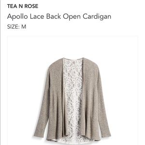 Tea N Rose Lace Back Open Cardigan Sz Md NWT